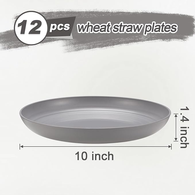 HEYCOME 12 Pcs Unbreakable Deep Dinner Plates Set, 10 inch Reusable Plastic - Image 2