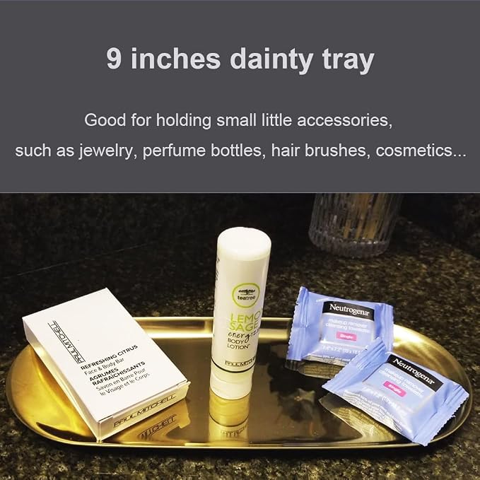 Stainless Steel Decorative Tray, 9 Inch Long, Jewelry Dish Cosmetics Organizer - Image 6