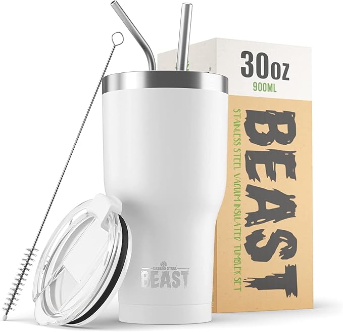 BEAST Insulated Coffee Mug – 900 ml I Arctic White I Stainless Steel I Reusable by GreensSteel