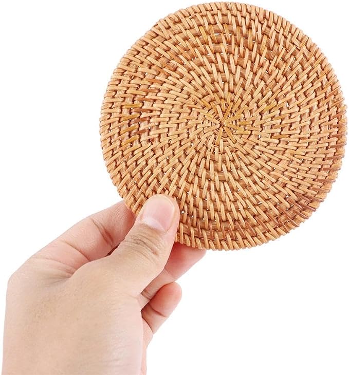 3Pcs Handmade Natural Rattan Coasters - Image 5