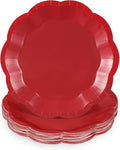 NatNarr 30 Pcs Red Paper Plates 7 Inch Scalloped Dessert Plates Cake Plate | by NatNarr