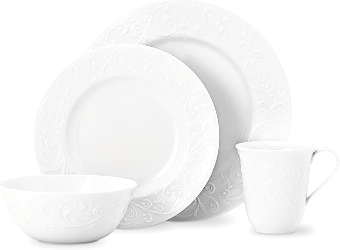 Lenox Opal Innocence Carved Porcelain 4-Piece Dinnerware Set by Lenox