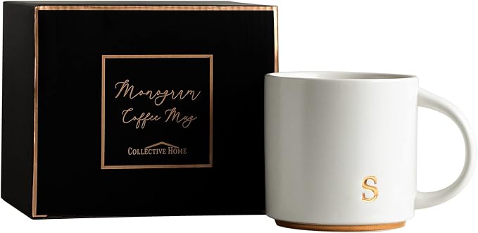 COLLECTIVE HOME Ceramic Coffee Mug, 15 oz Monogram Cup - Image 5