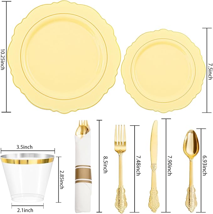 350PCS Yellow Plates - Image 5