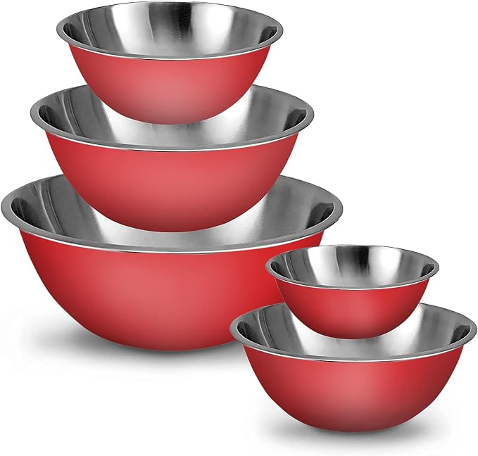 Stainless Steel Mixing Bowls Set, 5-Piece Meal Prep & Food Storage | .75 by WHYSKO