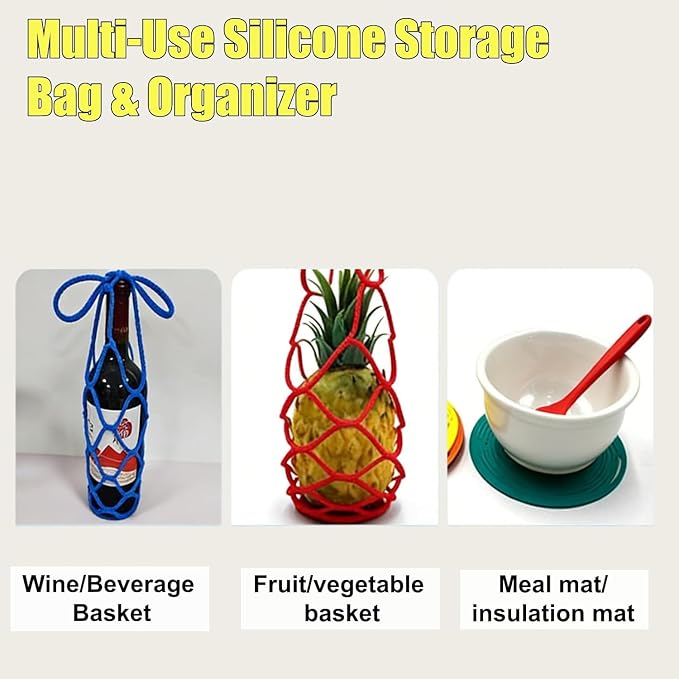 Multi-Use Silicone Storage Bag & Organizer, Silicone Wine Carrier, Portable - Image 2