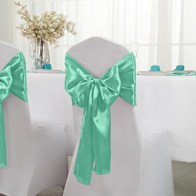 Horbaunal 12 Pack Aqua Satin Table Runner 12 x 108 Inch | Smooth Table Runners - Image 3