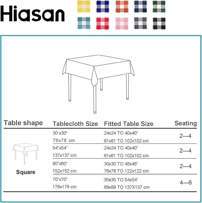 Buffalo Plaid Tablecloth 54 x 54 inch 2 Pack Khaki and White | Waterproof - Image 5
