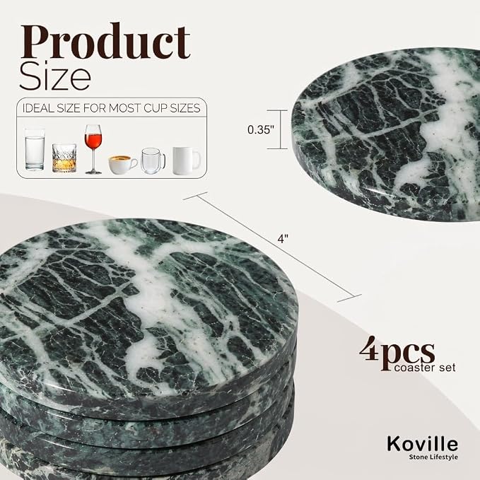 Marble Coasters, Round Modern Coaster Set of 4 - Image 2