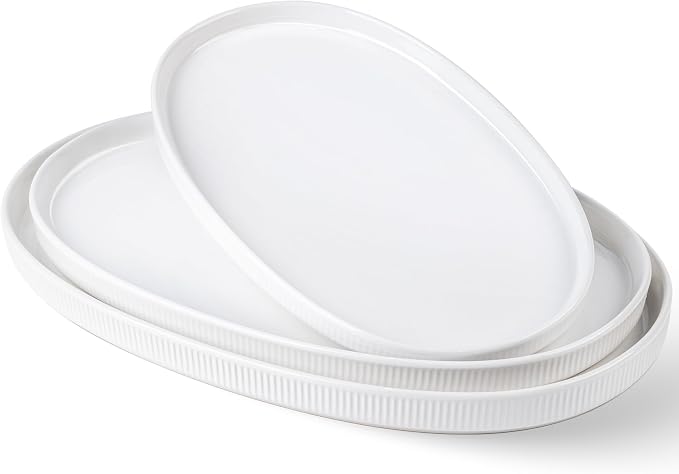 Ceramic Serving Platter Set of 3, Oval Serving Plates and Dishes | by TheTerra