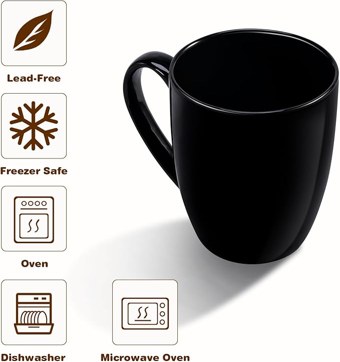 Urbanstrive 16 oz Large Coffee Mugs Set of 4 Ceramic Coffee Mug White Coffee - Image 3
