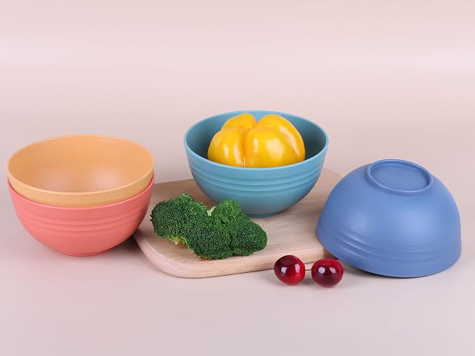 Unbreakable Cereal Bowls - 24 oz Reusable Wheat Straw Bowl Set of 6 - - Image 4