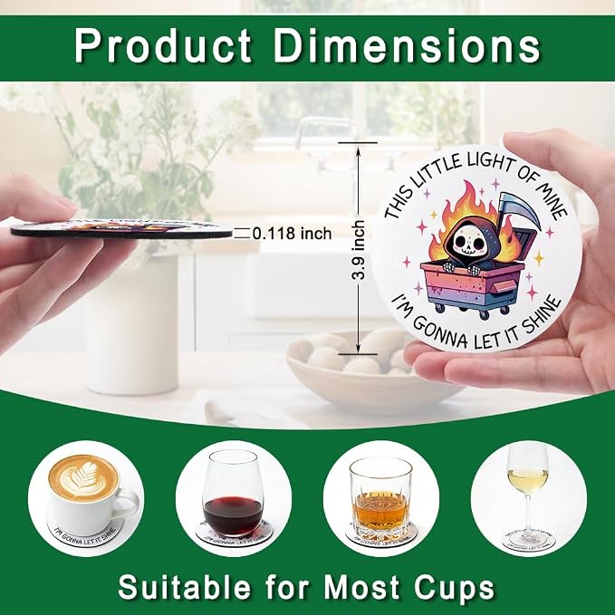 This Little Light of Mine I’m Gonna Let It Shine Drink Cup Holder Coaster Set - Image 2