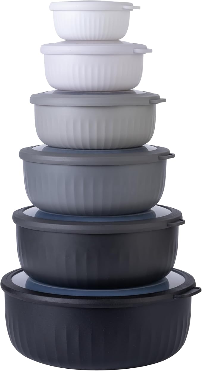 COOK WITH COLOR Prep Bowls with Lids- Wide and Deep Nesting Plastic Small by CookwithColor