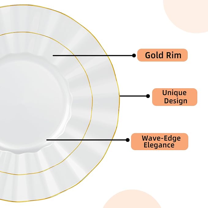 72PCS Pearl White Plastic Plates, Wavy Plates - Image 3