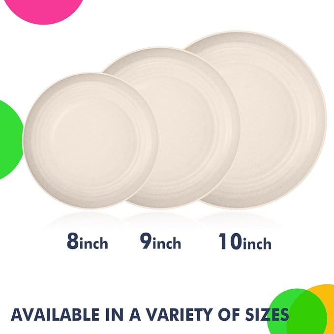 Wheat Straw Plates 8 PCS Unbreakable Dinner Plates - Image 7