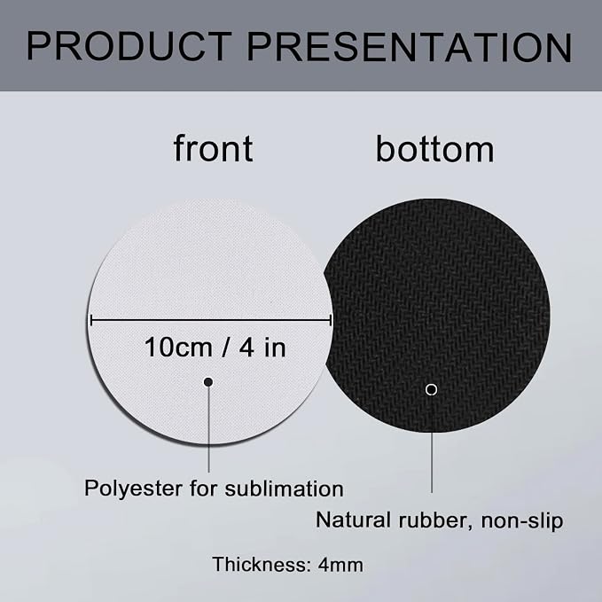 80 PCS Sublimation Blank Cup Coasters Bulk, 4x4 Inch Round Blank Cup Mat Rubber - Image 2