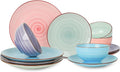 Selamica Ceramic 12-Pieces Dinnerware Sets, Scratch Resistant Plates and Bowls by Selamica