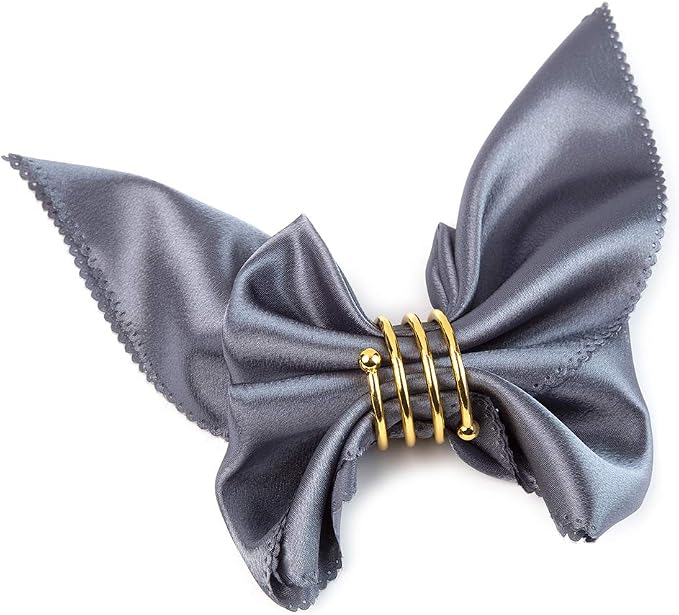 6Pcs Gold Napkin Rings Round Napkin Ring Set of 6 Napkin Holders - Image 2
