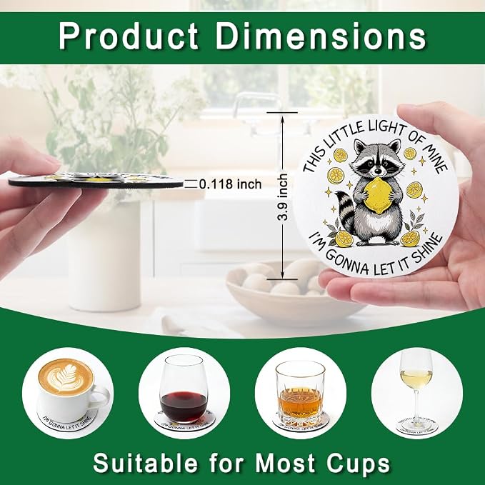 This Little Light of Mine I’m Gonna Let It Shine Drink Cup Holder Coaster Set - Image 2