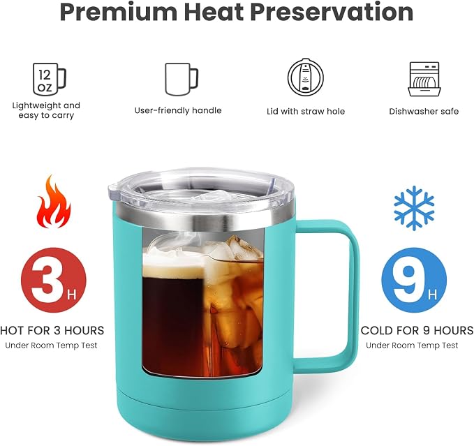 MEWAY 12oz Coffee Mug With Handle 8 Pack Bulk, Stainless Steel Insulated Travel - Image 3