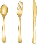 160PCS Gold Plastic Silverware, Disposable Plastic Cutlery/Utensils | Heavy by N9RTABLEWARE