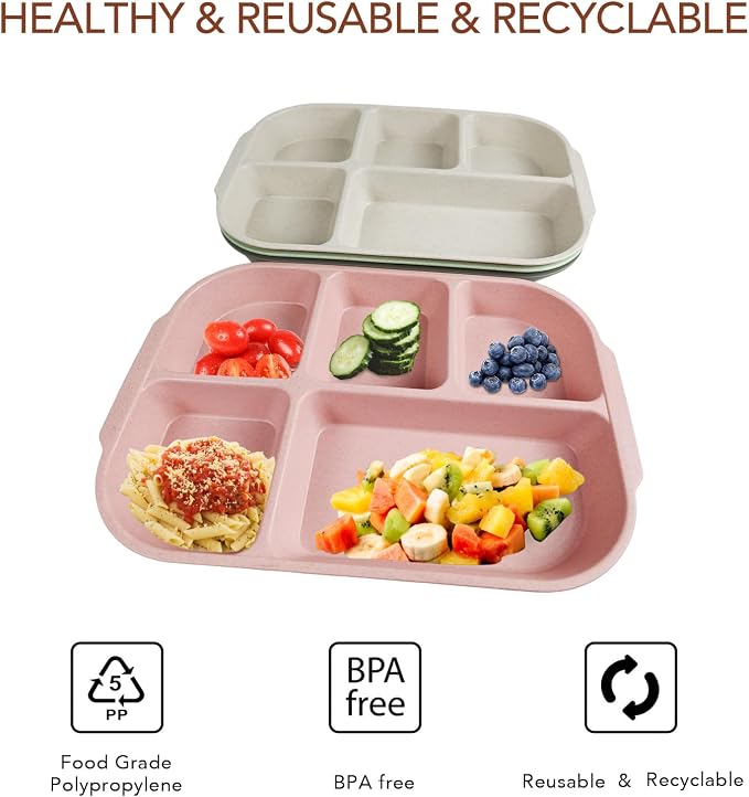 10.8 Inch 4PCS Divided Plates for Kids Adults, Portion Control Plates, - Image 4