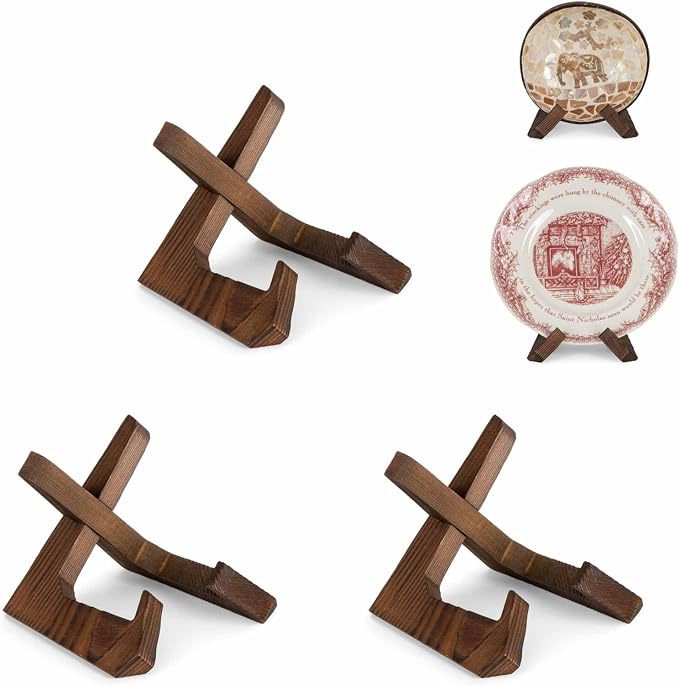 ANBOXIT Bowl Stands for Display, 3 Pack 3.5 Inch Plate Holder, Wooden Easel | by ANBOXIT