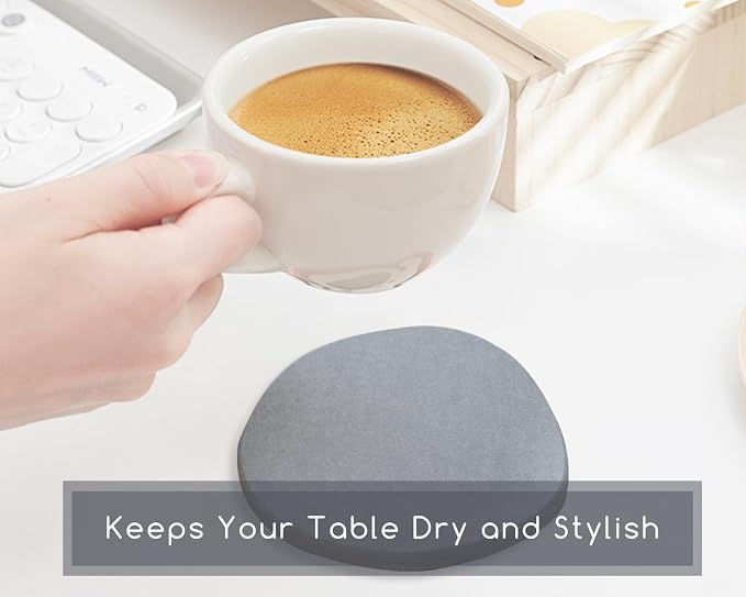 Diatomaceous Earth Coasters, Heat-Resistant, Modern Stone Design, Dark Gray - Image 8