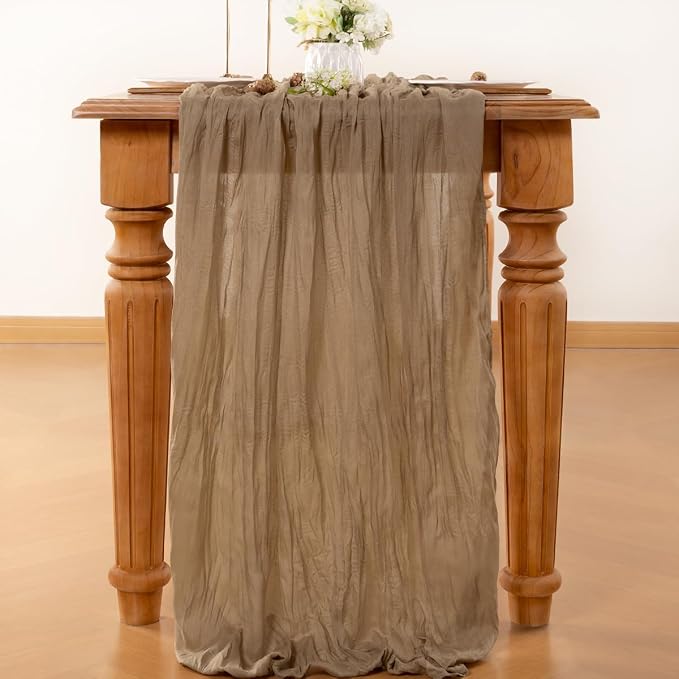 Nude Cheesecloth Table Runner 160 Inches 14 Ft Gauze Table Runner | Summer Boho - Image 2