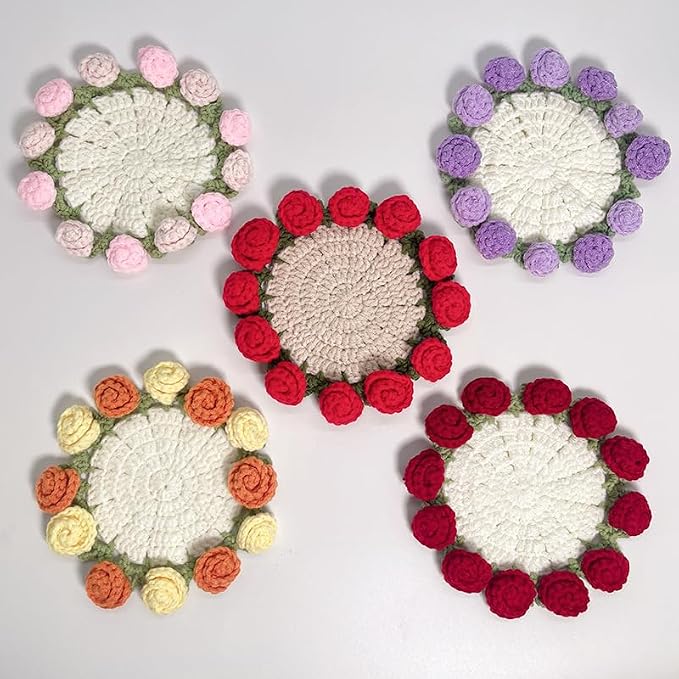 Crochet Animal Coasters Pop Up, Crochet Coasters 3D Funny Animal Mug Rug Drink by Unknown