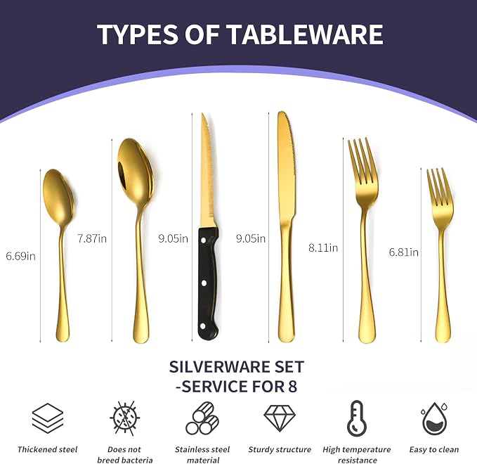 48-Piece Gold Silverware Set - Image 3