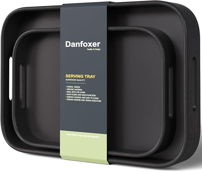 Bamboo Set of 2 Rounded Corners Serving Trays by DANFOXER