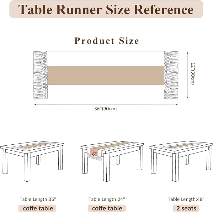 Burlap Boho Table Runner Macrame Brown 36in Farmhouse Woven Runner | Burlap - Image 3