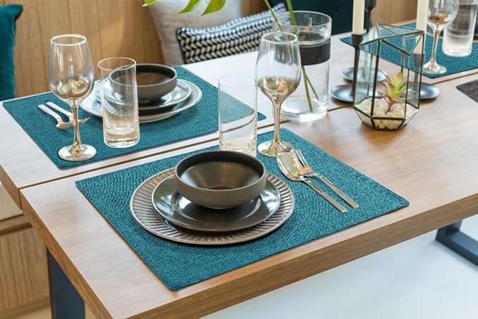 Faux Cotton Linen Placemats Set of 8, Cloth Washable Farmhouse Dining Table Mats - Image 8