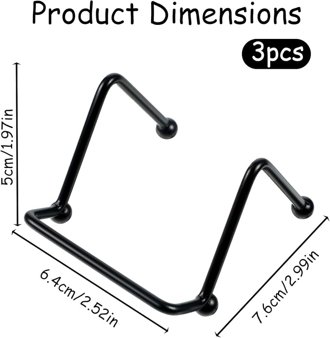 3 PCS Small Plate Stands for Display, 2 Inch Mini Metal Black Picture Frame - Image 2