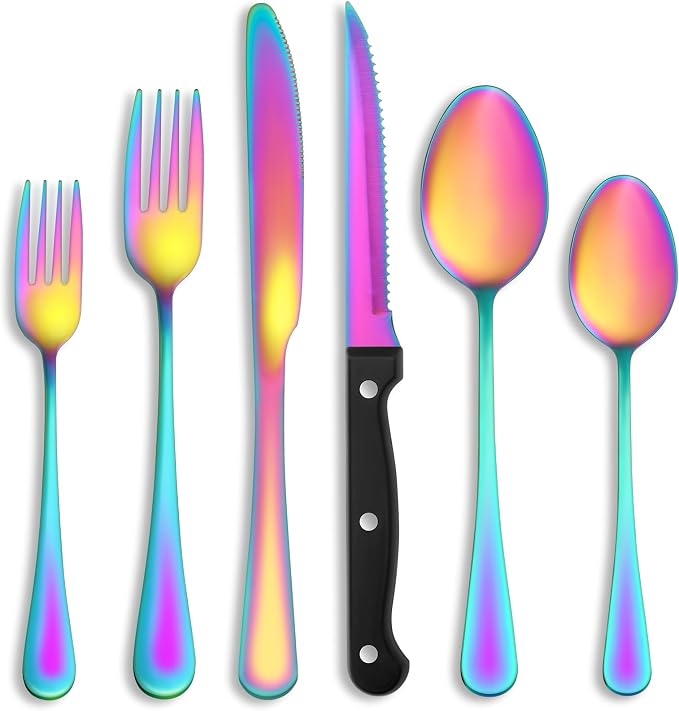 36 Pcs Rainbow Silverware Set by MUTNITT