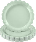 NatNarr 30 Pk Sage Green Paper Plates 9" Scalloped Sage Baby Shower Plates | by NatNarr