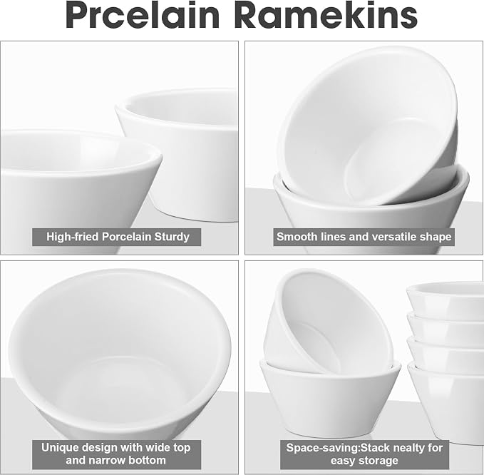 12 Pcs 8 oz Porcelain Bowls Small Dessert Bowls Porcelain Broth Cups Soup - Image 3