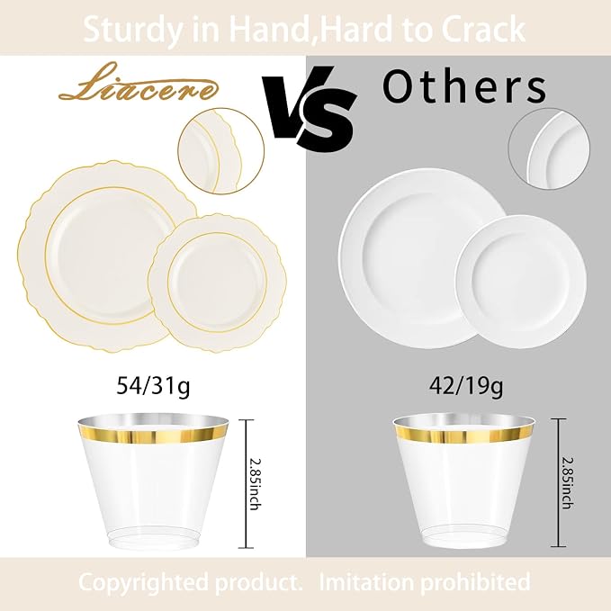 350PCS Ivory Plastic Plates-Cream Disposable Plates - Image 5