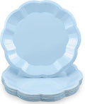 NatNarr 30 Pcs Light Blue Paper Plates 9 Inch Scalloped Baby Blue Plates | by NatNarr