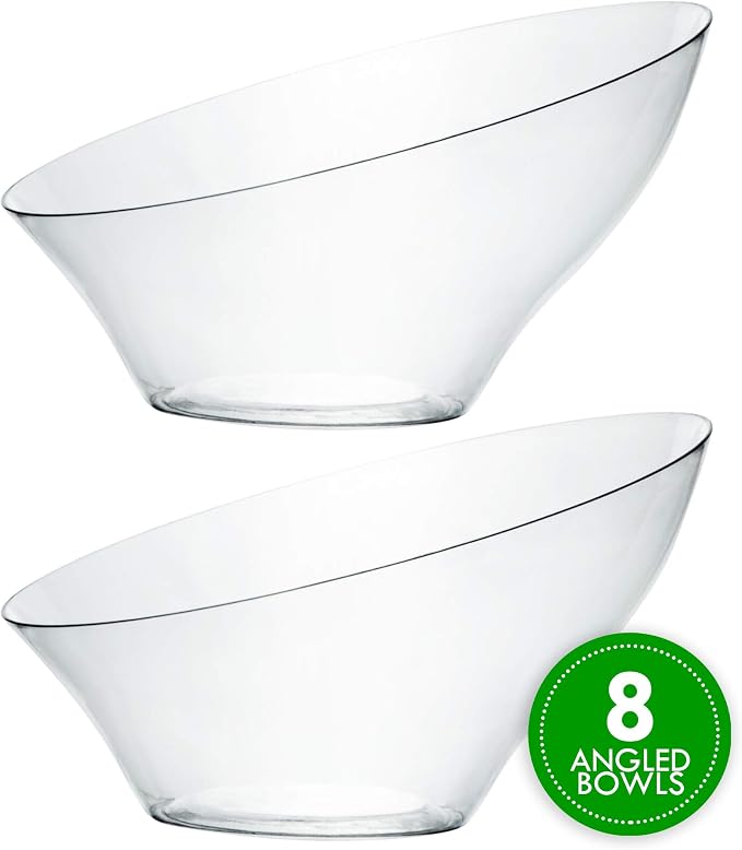 PLASTICPRO Disposable Angled Plastic Bowls Round Medium Serving Bowl, Elegant - Image 7