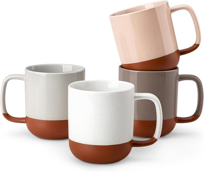 MALACASA Ceramic Coffee Mugs Set of 4, 16oz Coffee Cups, Modern Farmhouse Mugs by MALACASA