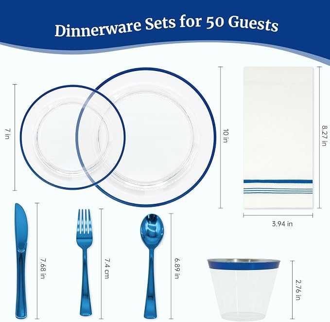 AIRE Blue Gold Plastic Plates Set, leakproof non-bending, heavy-duty leakproof - Image 2