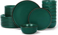 Famiware Mercury 24-Piece Stoneware Dinnerware Set, Dark Green | Plates and by Famiware