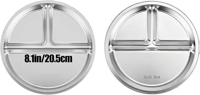 PandaEar 4 Pack Stainless Steel Divided Plates - Image 6