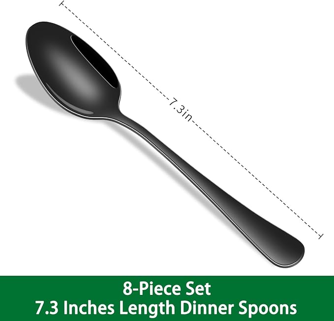 Black Soup Sooon, PVD Black Stainless Steel Table Spoons, Dishwasher Safe Metal - Image 2