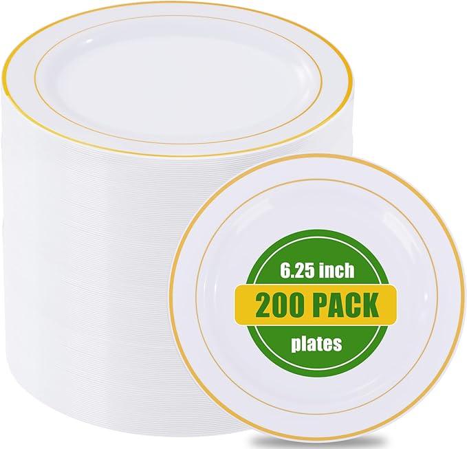 bUCLA 200PCS Gold Plastic Plates by BUCLA