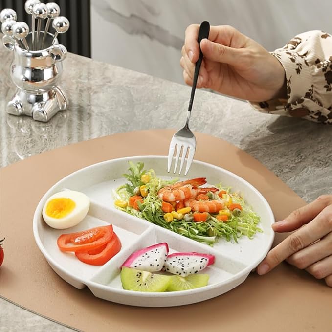 9-Inch Large Multicolor Wheat Straw Divided Plates – Unbreakable 3-Compartment - Image 5
