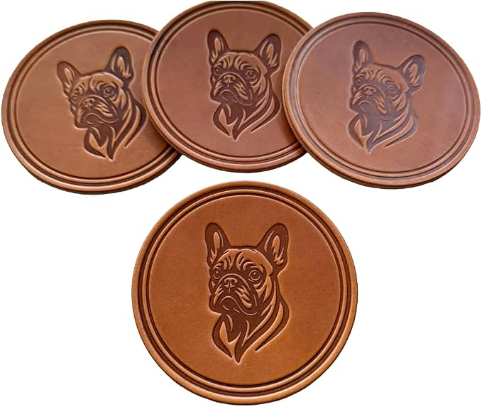 Dog Breed Leather Coasters – Premium Full Grain Table Protectors by Handmade